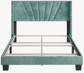 Teal King Size Upholstered Bed Frame & Headboard