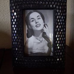 Two's Company 4" X 6" Decorative Black w/ Mirror Diamonds Design Picture Frame NEW 