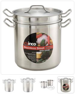 Winco Stainless Steel Double Boiler - 16 Quart