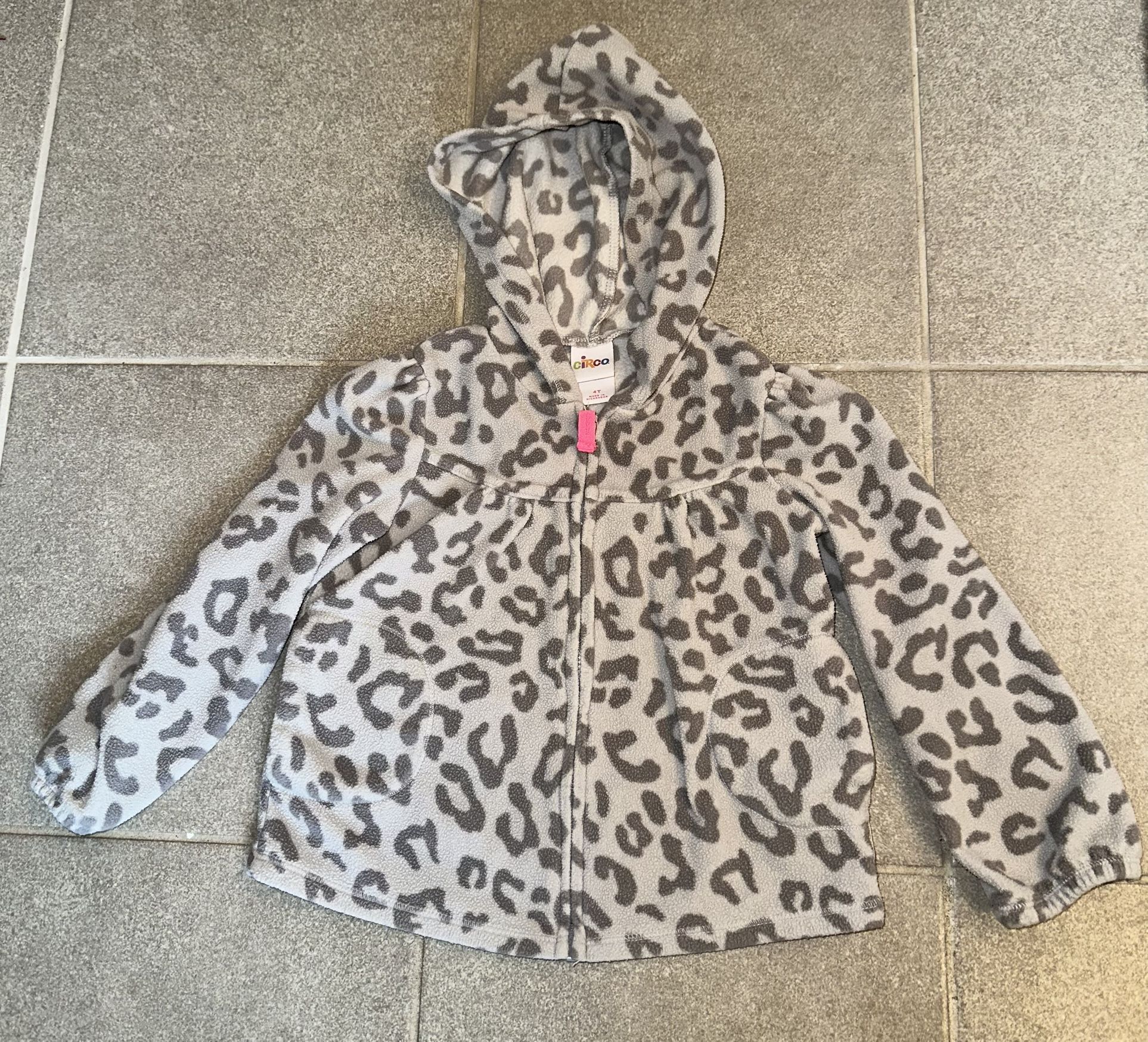 4T Leopard Fleece Zip Up Hoodie