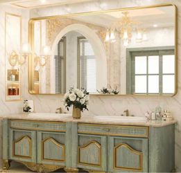 HOMEIBRO 60” x 30” Gold Framed Bathroom Vanity Mirror – New Open Box