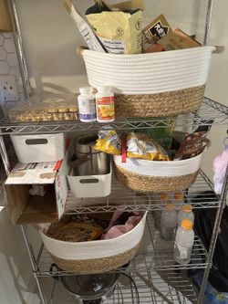 Woven Storage Baskets Set of 3 - Cotton Rope & Seagrass