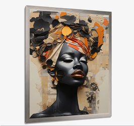 Minimalism African Fashion Woman Portrait - African Art Canvas Print