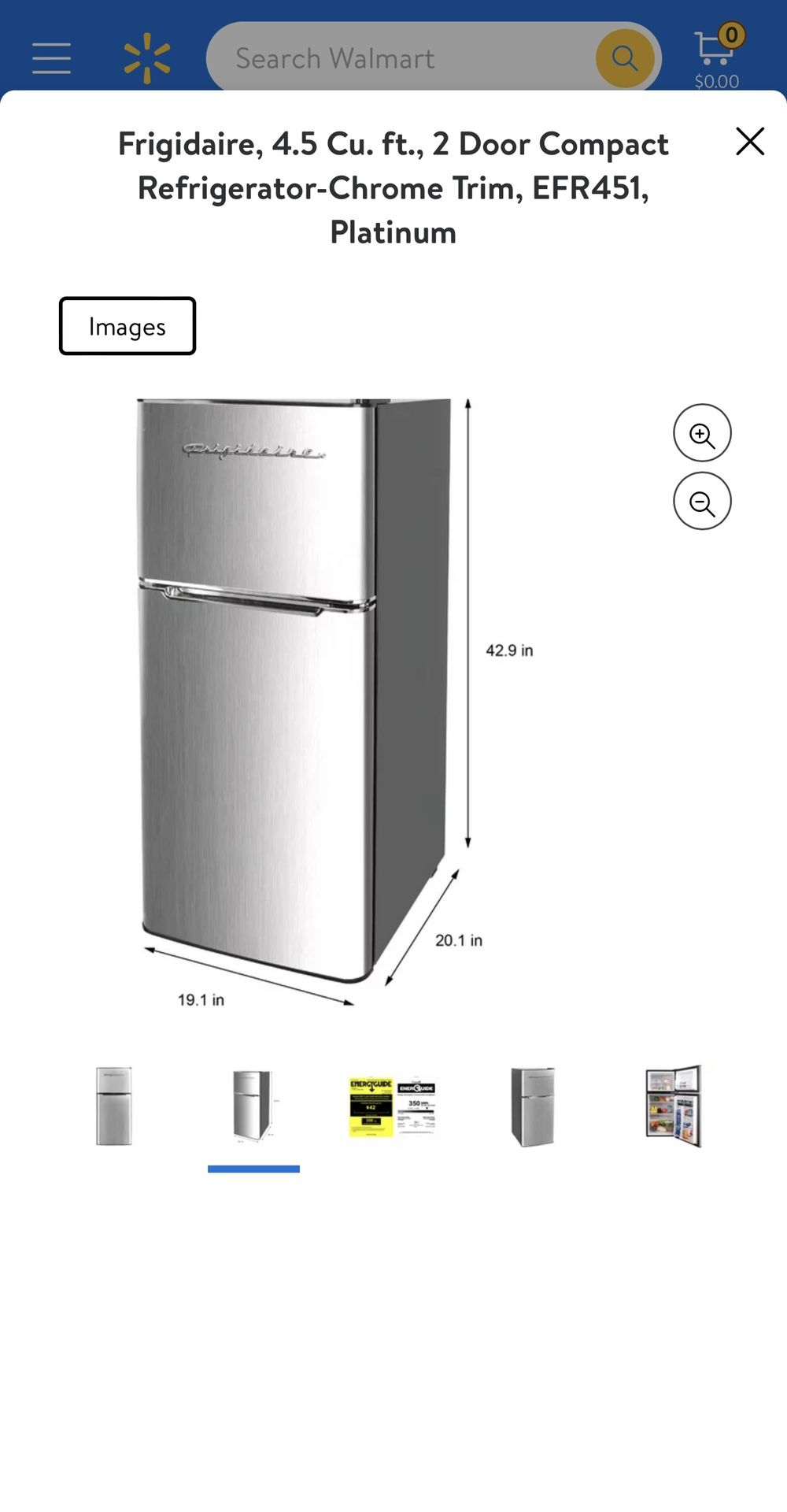 Frigidaire, 4.5 Cu. ft., 2 Door Compact Refrigerator-Chrome Trim, EFR451, Platinum