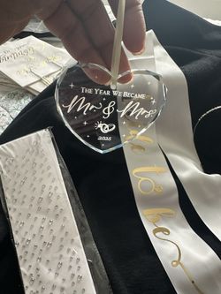 Wedding Long Gloves, Fishnet Stockings Crystal Heart Mrs And Mr Keepsake