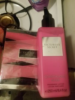 scandalous perfume and lotion reg, 58 and 25 each yes available