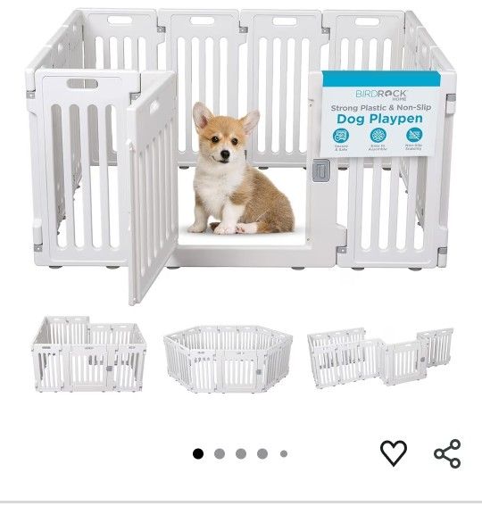 Pet Playpen with Door | 12 Panel I Strong Plastic | Puppy Safety Fence Pen Playpen | Non- Slip and Secure Dog Gate I White