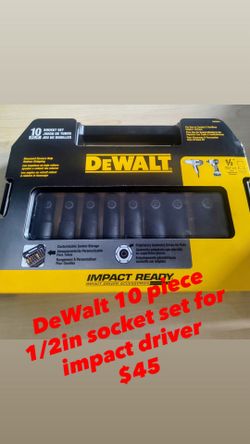 DeWalt 10 piece 1/2 inch socket set for impact driver