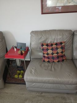 Gray Leather armless leather chair