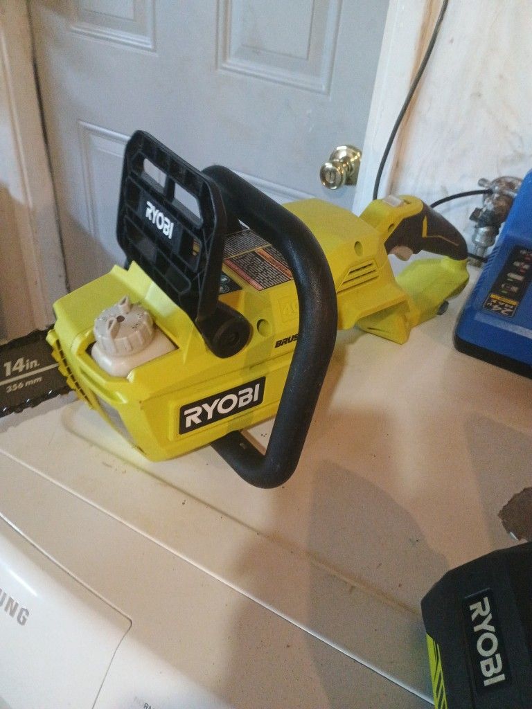 RYOBI Chainsaw Two Batteries And Charger