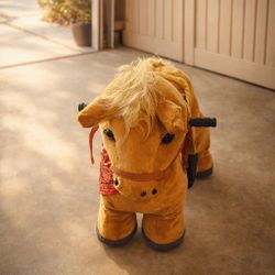 Battery Operated Ride-On Plush Horse Toy for Kids