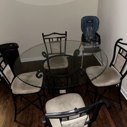 Glass Dining Table w/ 4 Chairs – MUST GO TODAY