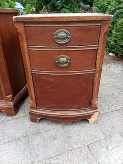 Vintage Wood Nightstand with Drawers