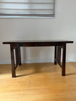 Mission Style Wood Writing Desk with Drawers