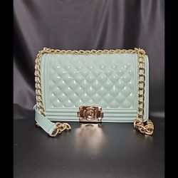 Girly Mint Diamond Cut Jelly Crossover Purse