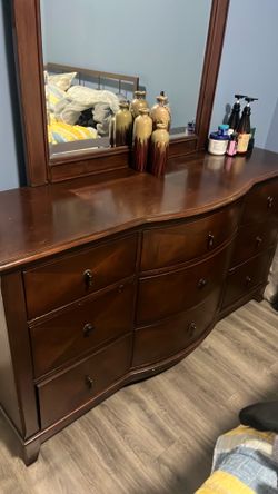 FREE dark Cherry wood dresser with mirror