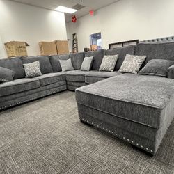 Gray Sofa Sectional Couch 