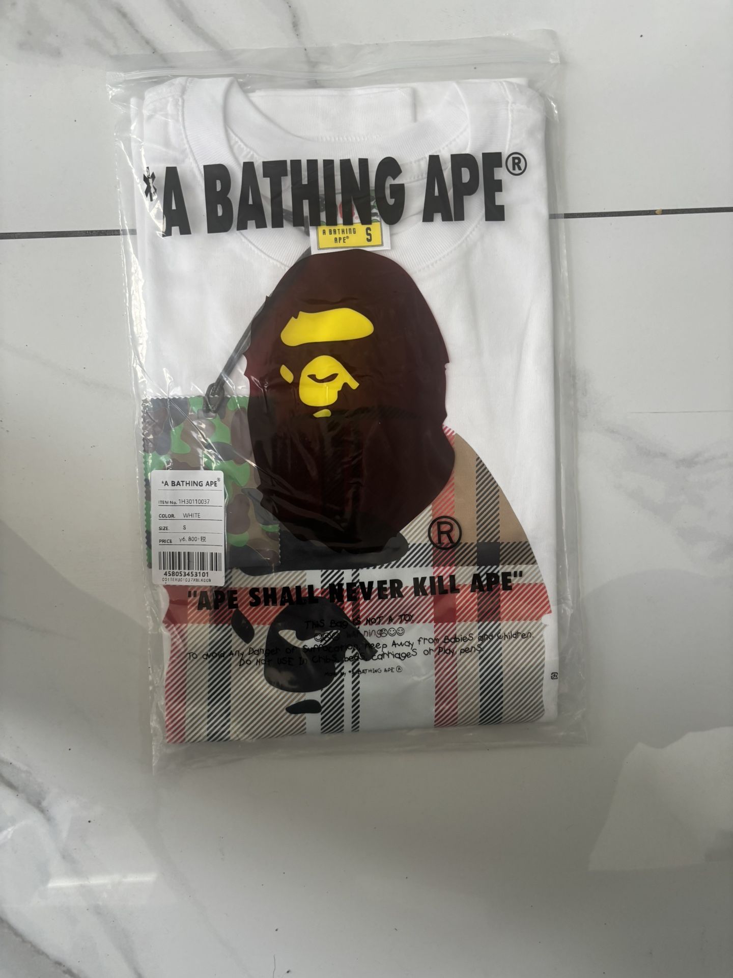 White Burberry X Bape Collab Size S
