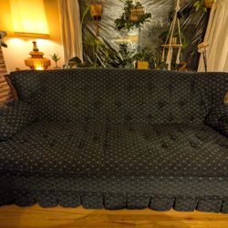 Vintage Patterned Forest Green Sofa