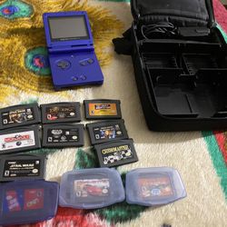 Nintendo Game Boy Advance SP with Case and Games