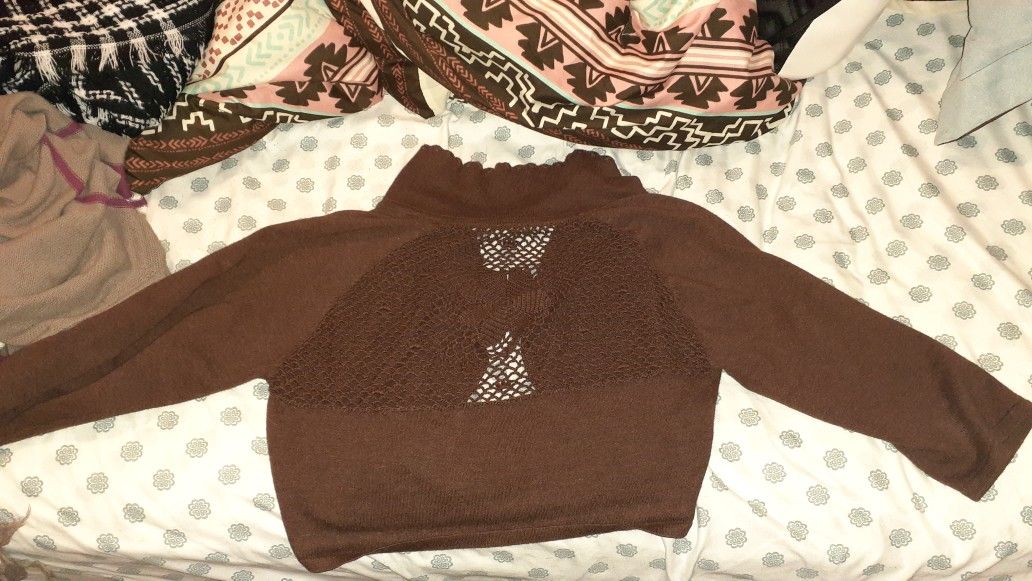 Womens brown dressy blouse/cardigan