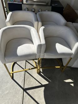 Bar Stools Beige And Gold