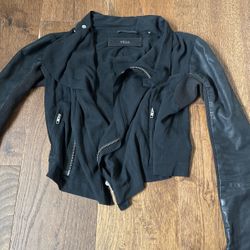 Veda Black Suede Leather Moto Jacket Size Small