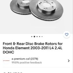 Front And Rear Disc Brake Rotors Honda Element 2003-2011