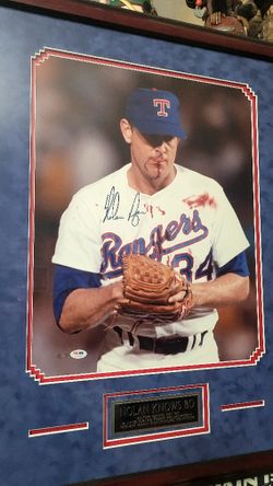 NOLAN RYAN SIGNED 16X20 PHOTO IN A 24x31 CUSTOM  FRAME  