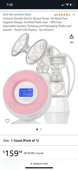 Unimom Double Electric Breast Pump –No Back Flow Hygienic Design, Certified  Multi-User – BPA Free - Adjustable Suction, Pumping and Massaging Modes