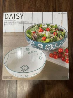 Daisy 2 - Pice Bowl Set 1 large Bowl and 1 Medium Bowl 100% Stoneware