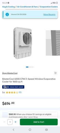 MasterCool 4000-CFM 3 -Speed Window Evaporative Cooler for 1600-sq ft