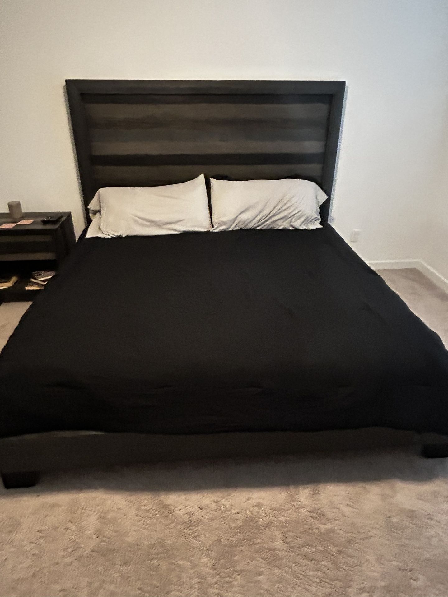 Mor furniture Brand- Dark Gray Standard King Bed Set W/O Mattress