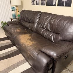 Power Reclining Leather Sofa & Loveseat Set – 2 Pieces – $200 Firm