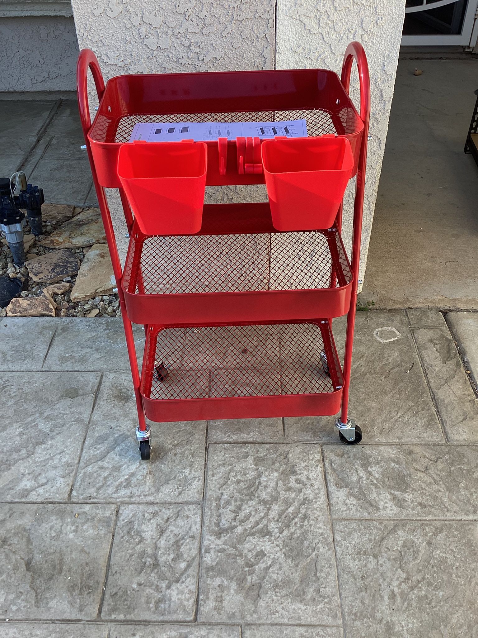 Fresno New Red Metal Bar Cart - Firm Price $20