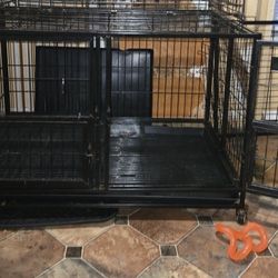 DOUBLE DOOR METAL DOG CAGE 24 X 27.5 X 43
