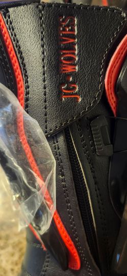 JC-Wolves Black and Red High-Top Boots