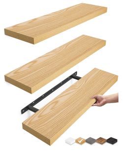 New!✨ 22.5x6.7x1.1 3 pc natural wood grain floating shelf set