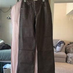 Free People Rusty Brown Faux Leather Wide Leg Pants Size 29