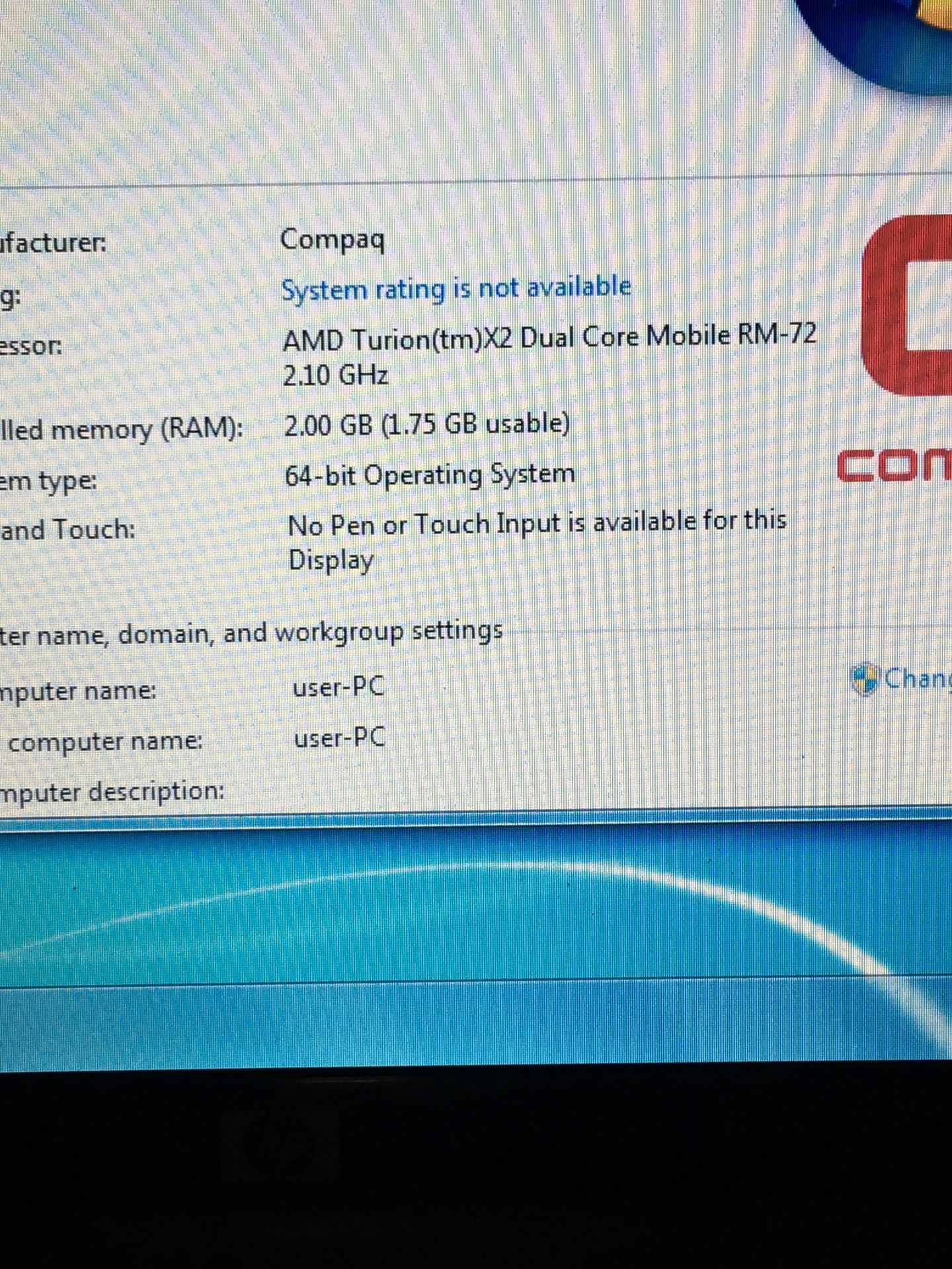 14 inches hp windows 260 GB hardrive GB memory ram