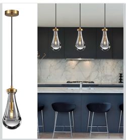 Set of 3 raindrop pendant lamps, brass glass pendant lighting, tears modern pendant light for entrance, lobby, kitchen island, dining room, living roo