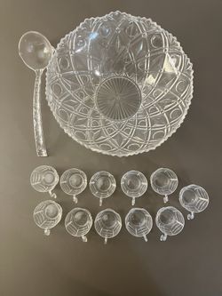 Vintage Gothamware Krystal Kut Punch Bowl Set