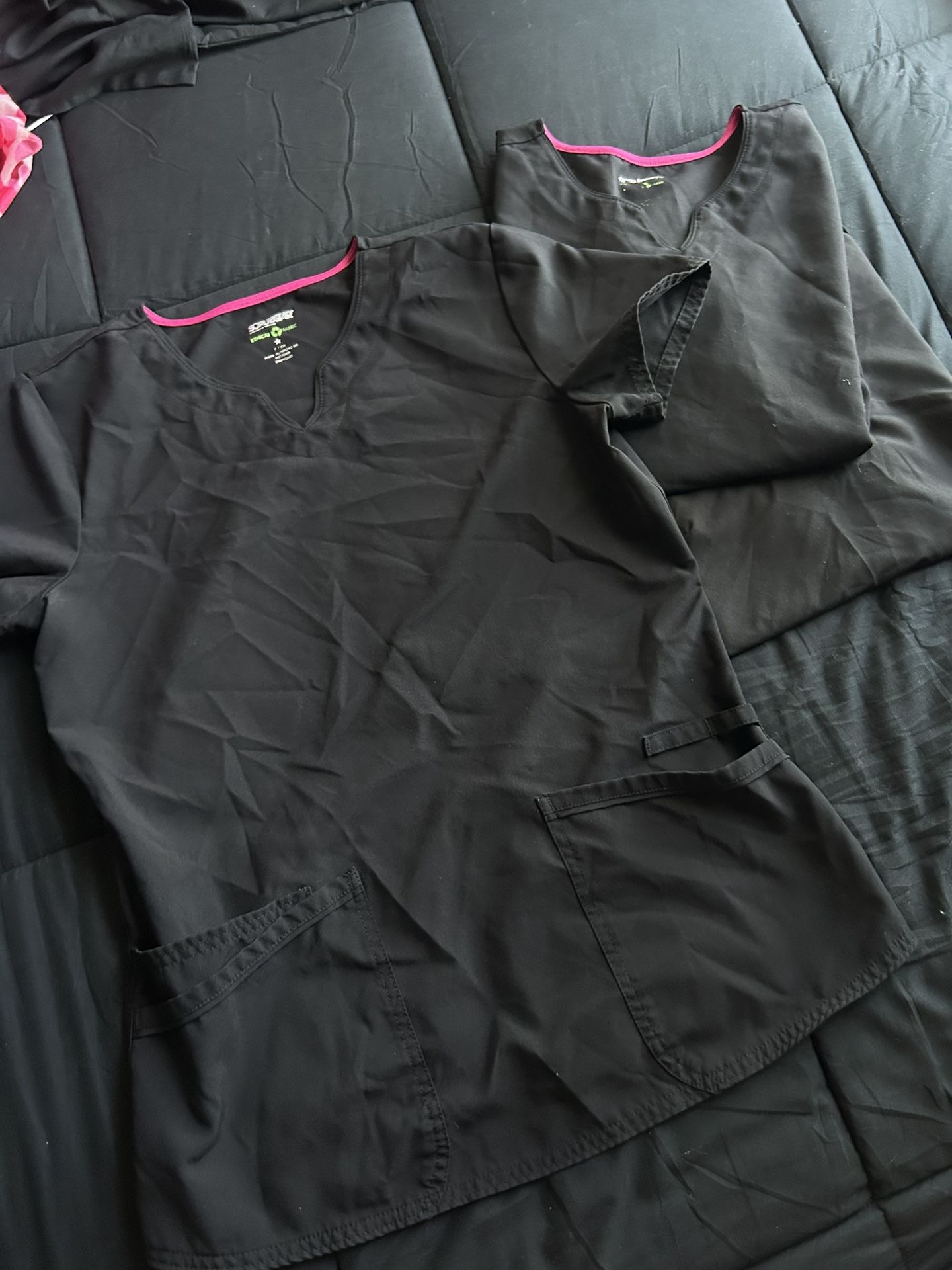 3 black scrub tops