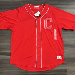 Cleveland Indians C MLB Baseball Home Red Jersey True Fan Men’s Size XL