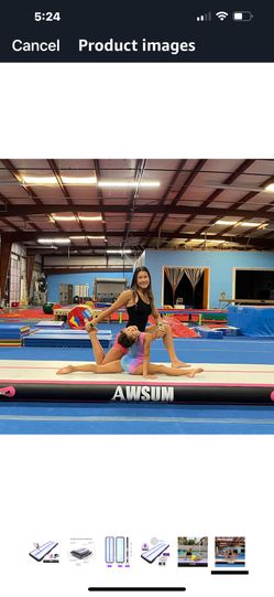 VIYAU 10 Feet Inflatable Air Gymnastics Training Mat Pink