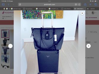 MICHAEL KORS TRAVEL SET Signature-print suitcase and Heritage top-zip tote Bag  NWT