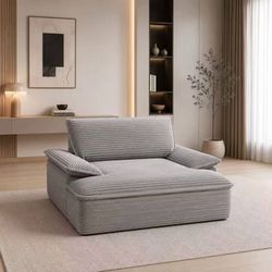 59''W Oversized Chaise Lounge Chair Sofa Bed - Plush Corduroy Upholstered Reading Chair, Cloud Couch for Living Room, No Assembly