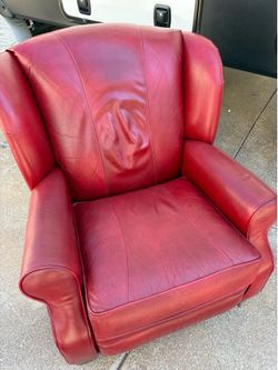 Red Leather Recliner—-Barcalounger