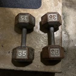 35 Pound Metal Dumbells 