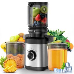 Juicer Machines, Cold Press Juicer with Wide Chute, Slow Masticating Juicers, High Juice Yield for Leafy Greens, Fruits & Vegetables, Easy to Clean